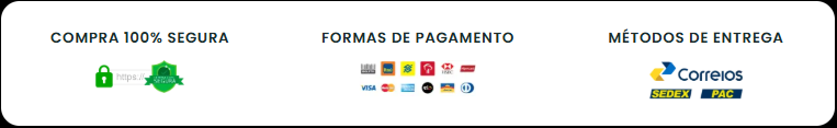 Selos de compra segura, formas de pagamento via cartão e boleto, e métodos de entrega via Correios para o produto Elefantol.